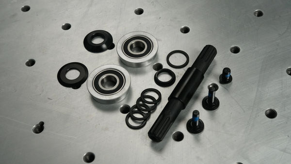 Bottom bracket with spindle — CNC billet aluminum bottom bracket for custom builds