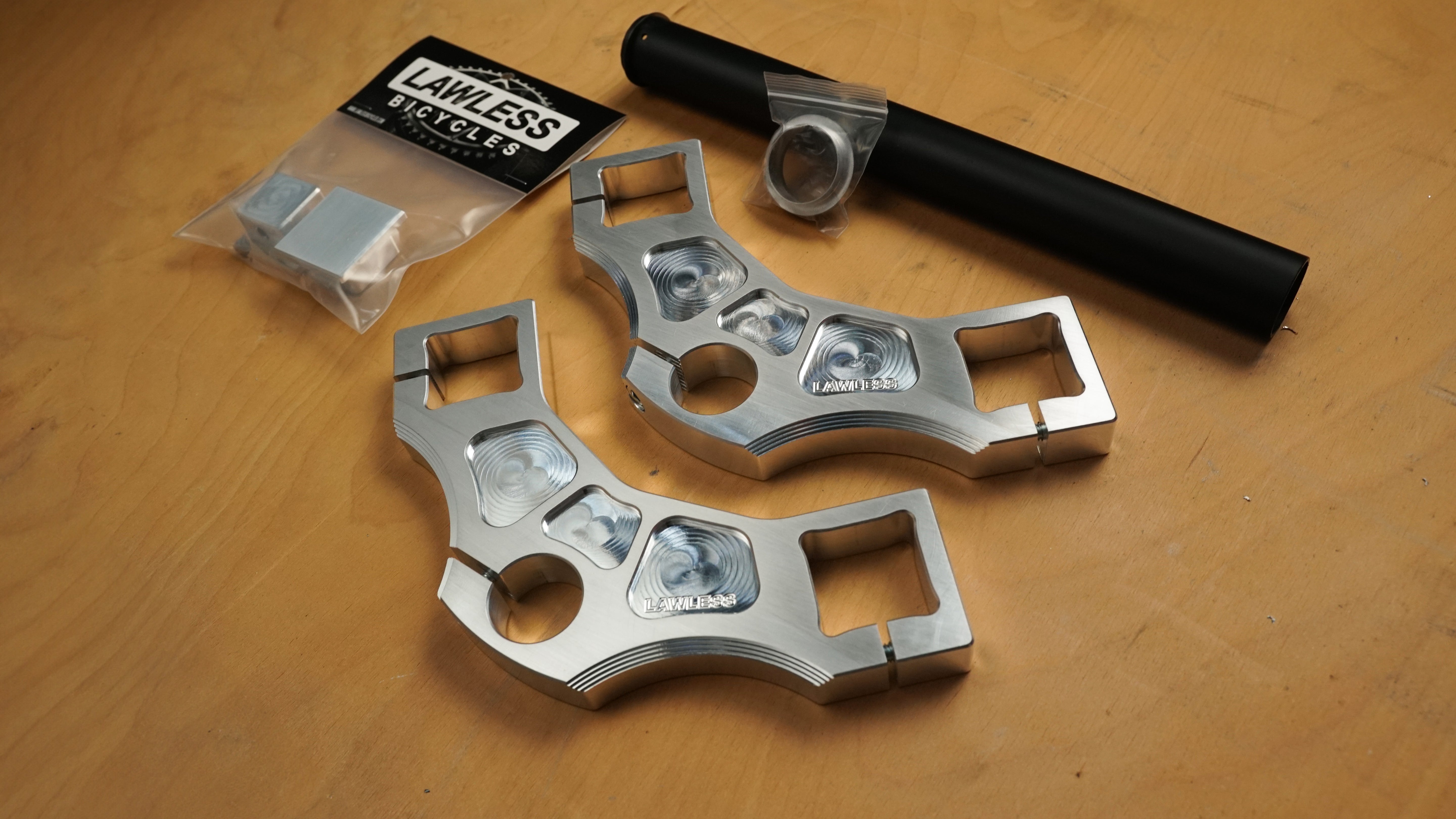 Offset Square Complete Forks — CNC-machined springer bicycle fork for custom cruisers Main image