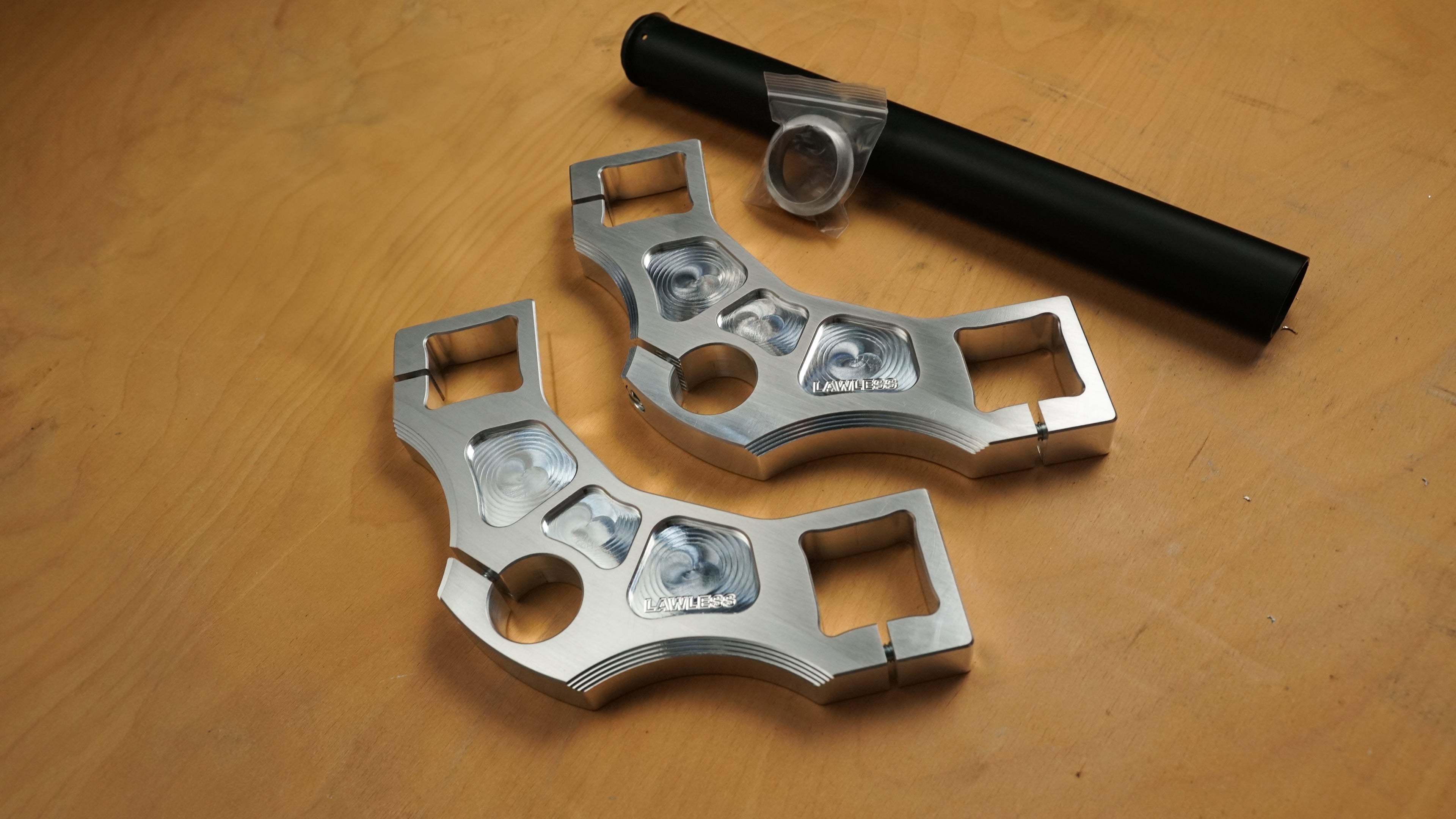 Offset Square Trees Only — CNC billet aluminum triple trees for custom cruiser forks