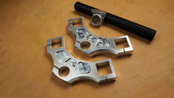 Offset Square Trees Only — CNC billet aluminum triple trees for custom cruiser forks