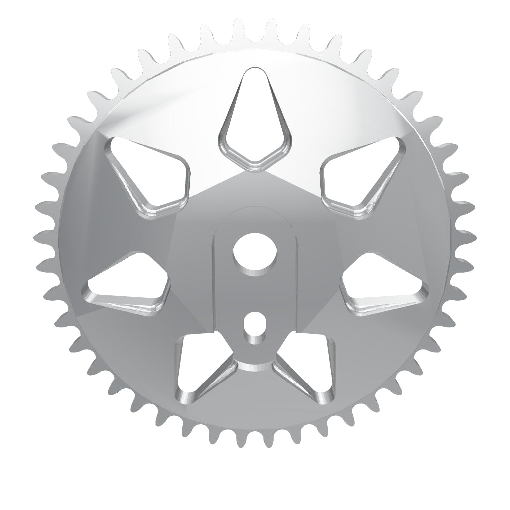 Blood Diamond sprocket — polished aluminum, interactive 3D