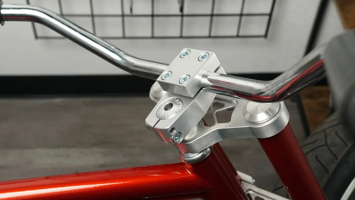 Block Style 1 Stem — CNC billet aluminum bicycle stem for custom cruisers